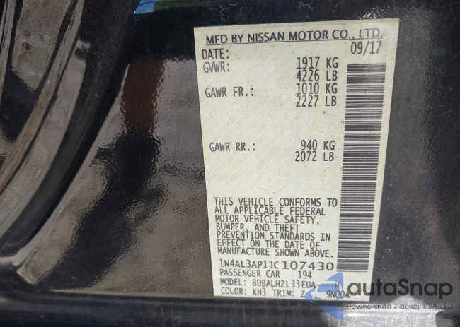 1N4AL3AP1JC107430: 43068365