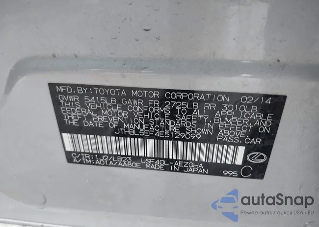 JTHBL5EF4E5129099: 43068425