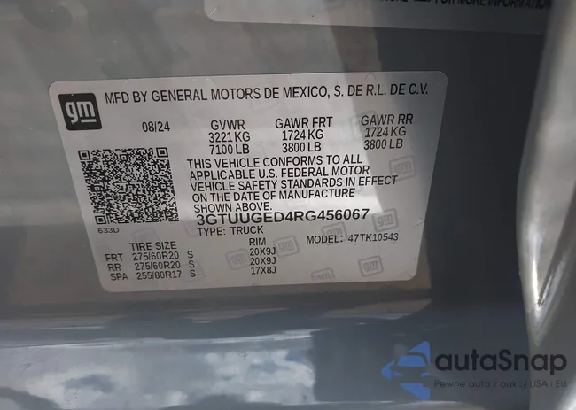 3GTUUGED4RG456067: 43068541