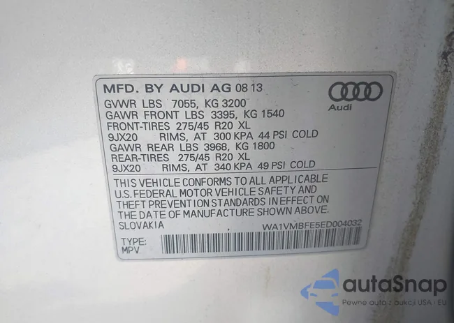 WA1VMBFE5ED004032: 43068542