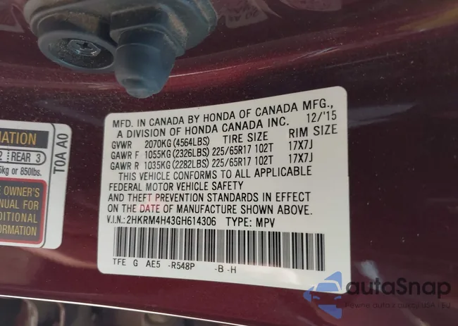 2HKRM4H43GH614306: 43068567