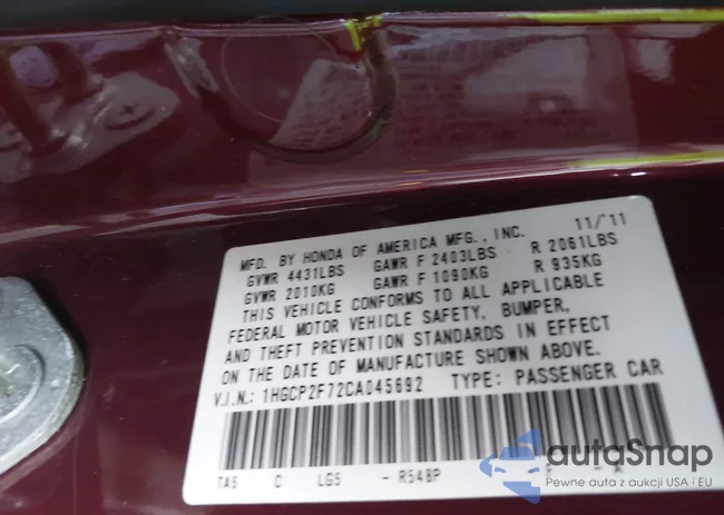 1HGCP2F72CA045692: 43068609