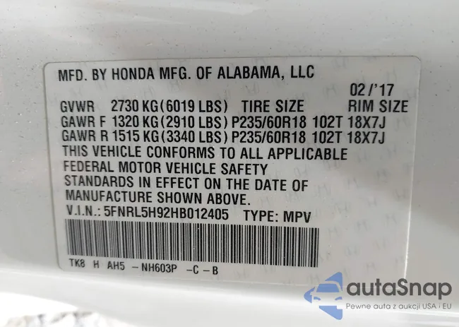 5FNRL5H92HB012405: 43068617