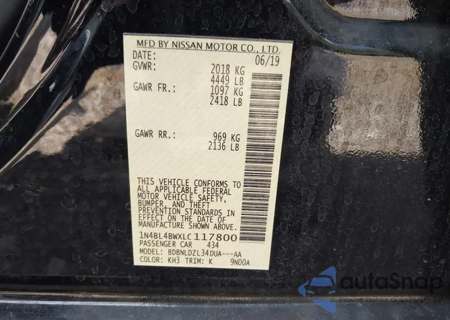 1N4BL4BWXLC117800: 43068737