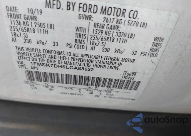 1FMSK7DH6LGA88622: 43068069