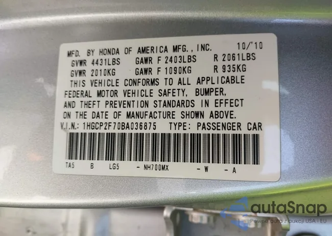 1HGCP2F70BA036875: 43068074