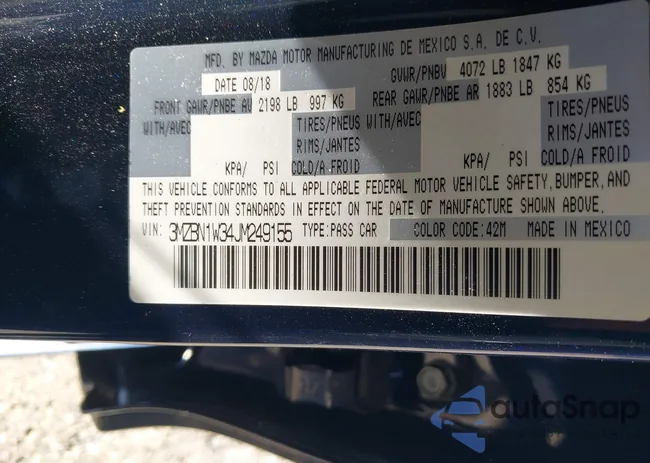 3MZBN1W34JM249155: 43068090