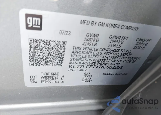 KL77LFE2XRC082203: 43069580