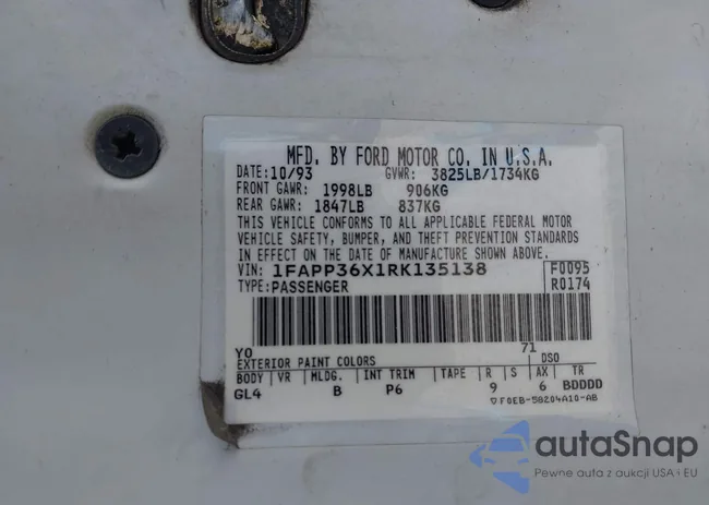 1FAPP36X1RK135138: 43069611