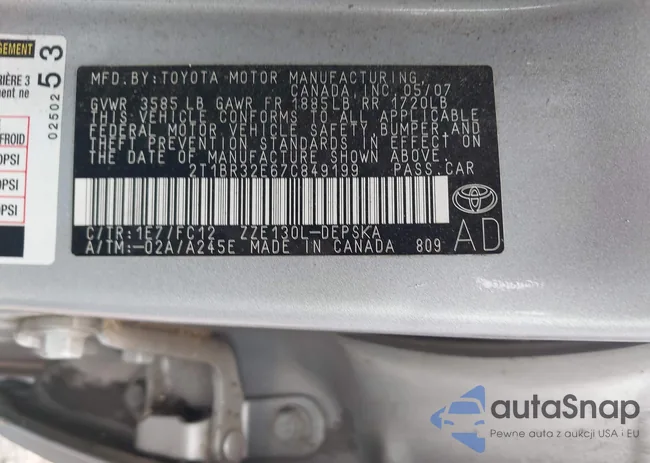 2T1BR32E67C849199: 43069650