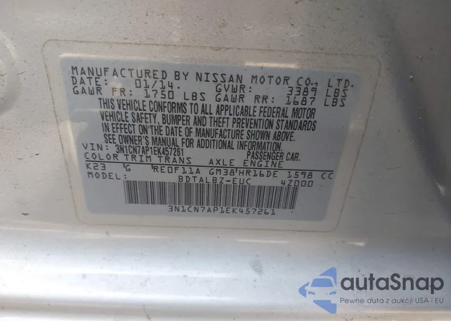 3N1CN7AP1EK457261: 43068809