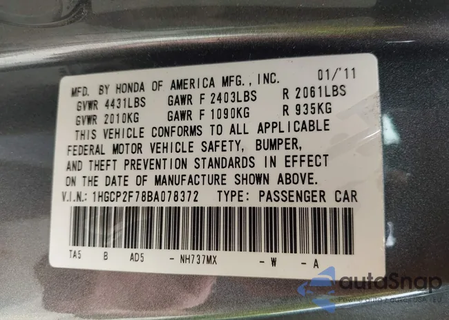 1HGCP2F78BA078372: 43069046