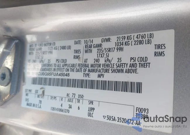 1FMCU0G95FUA45048: 43069047