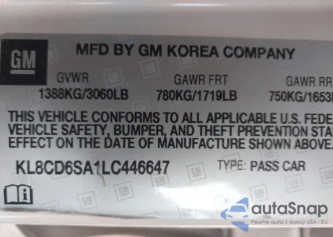 KL8CD6SA1LC446647: 43070167