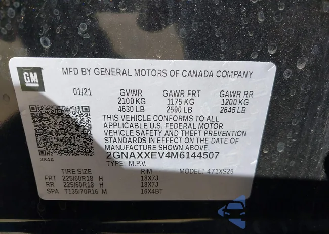 2GNAXXEV4M6144507: 43070178