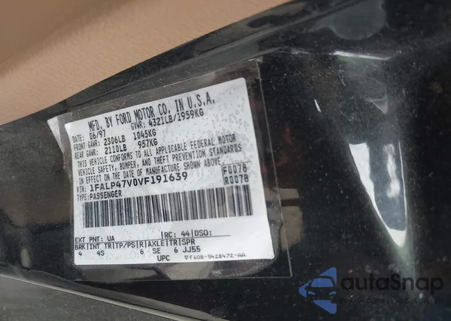 1FALP47V0VF191639: 43070361