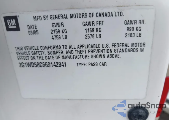 2G1WD58C669142841: 43070443