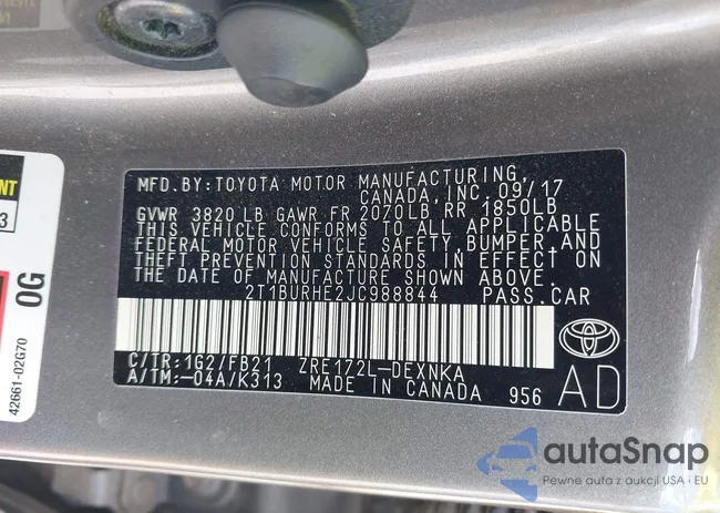 2T1BURHE2JC988844: 43070635