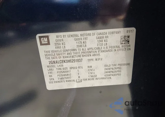 2GNALCEK3H6291837: 43070657