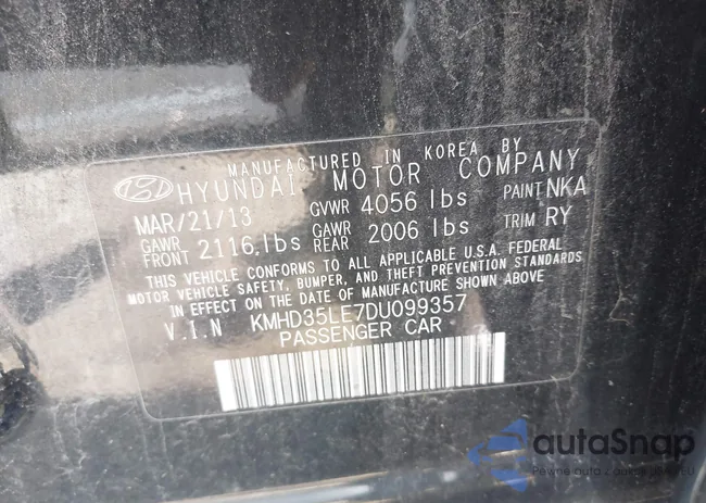 KMHD35LE7DU099357: 43070668