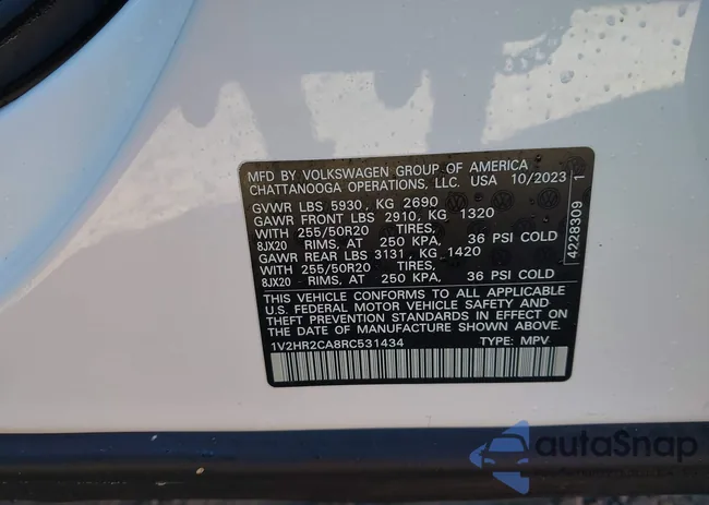 1V2HR2CA8RC531434: 43070678