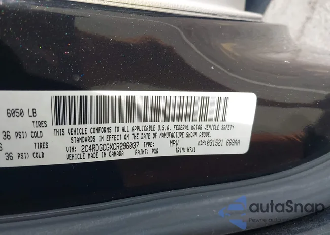 2C4RDGCGXCR296037: 43069811