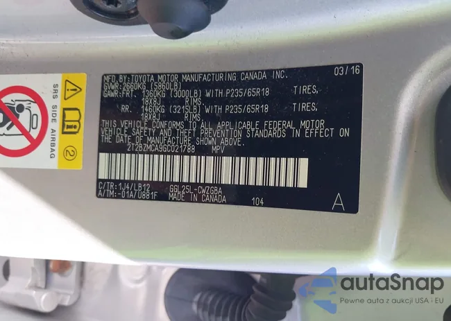 2T2BZMCA9GC021788: 43069845