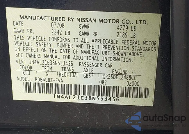 1N4AL21E38N553456: 43070046