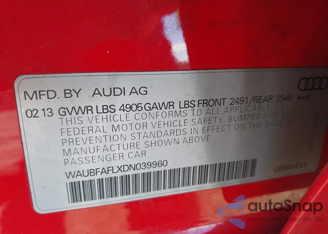 WAUBFAFLXDN039960: 43070127