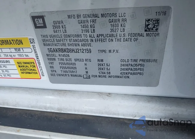 5GAKRBKD8HJ212159: 43071209