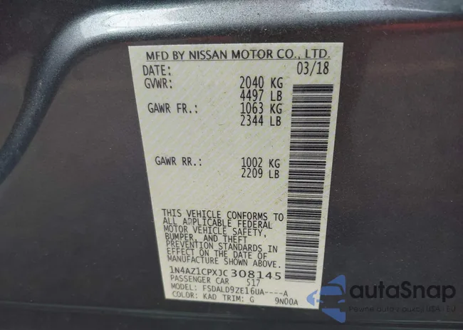 1N4AZ1CPXJC308145: 43071451