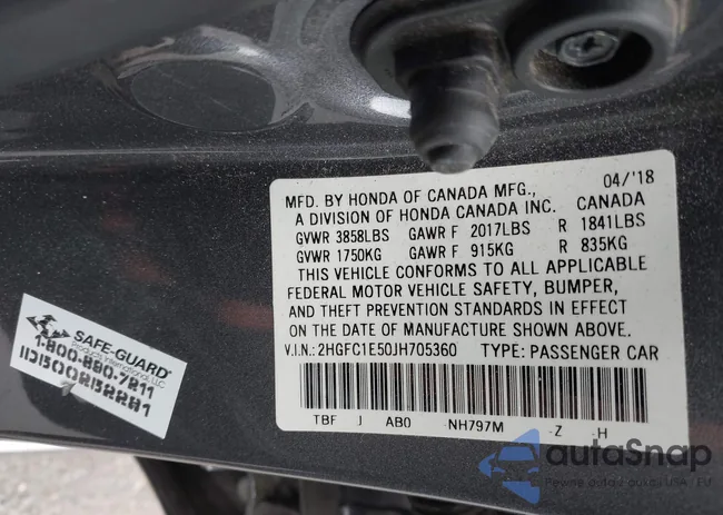 2HGFC1E50JH705360: 43071463