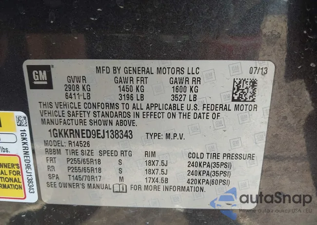 1GKKRNED9EJ138343: 43071471