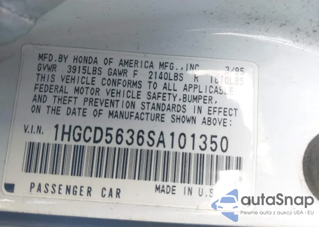 1HGCD5636SA101350: 43071487