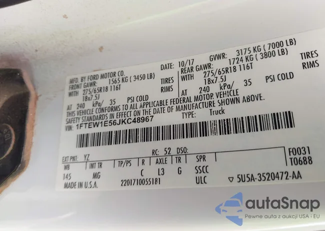 1FTEW1E56JKC48967: 43071525