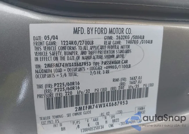 2MEFM74WX4X687953: 43071593