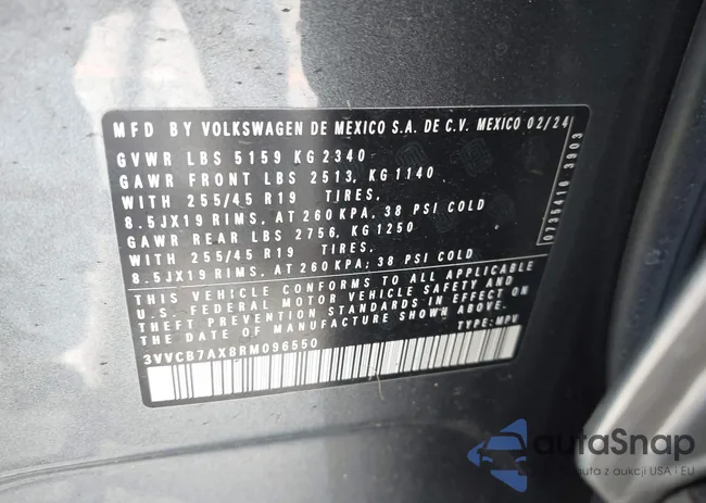 3VVCB7AX8RM096550: 43071637