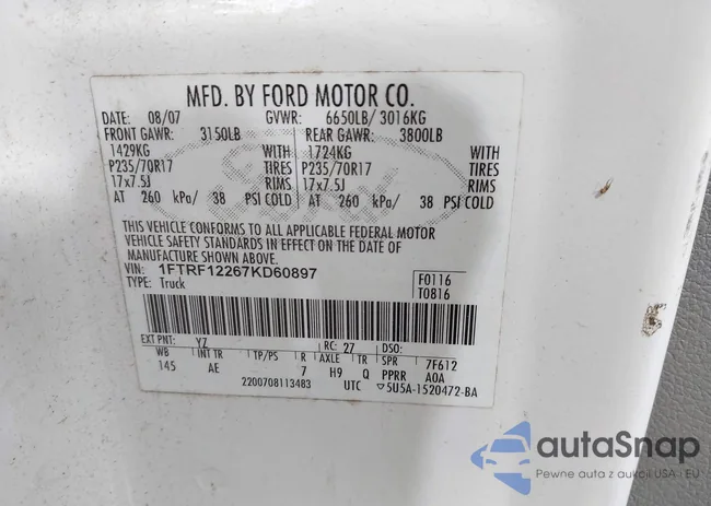 1FTRF12267KD60897: 43071646