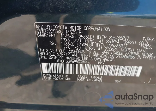 JTMBF33V695008006: 43070849