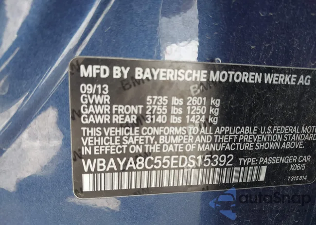 WBAYA8C55EDS15392: 43070945