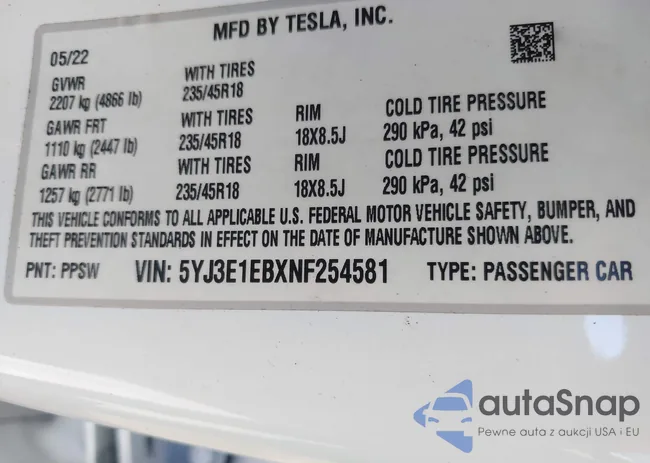 5YJ3E1EBXNF254581: 43071047