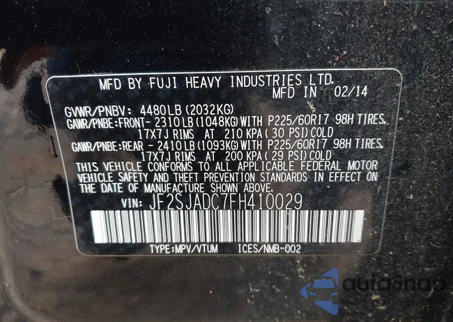 JF2SJADC7FH410029: 43071158