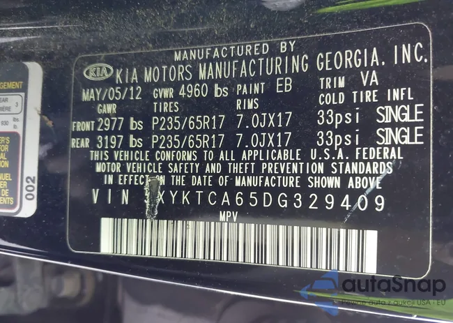 5XYKTCA65DG329409: 43072218