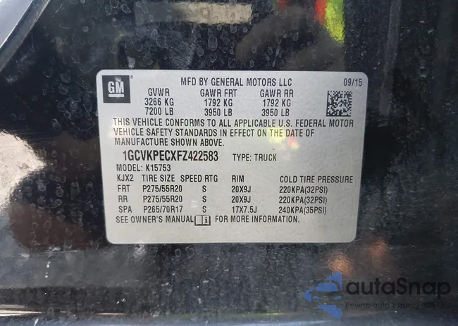 1GCVKPECXFZ422583: 43072249