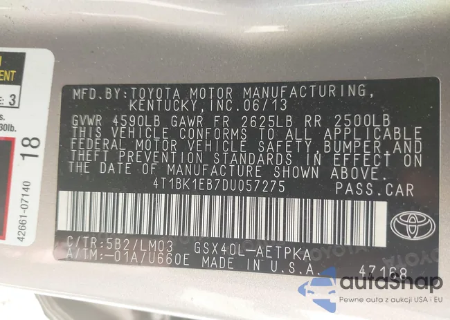 4T1BK1EB7DU057275: 43072390