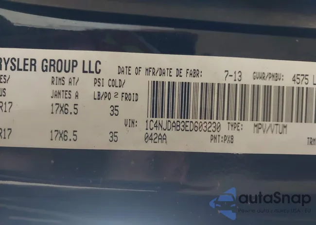 1C4NJDAB3ED603230: 43072543