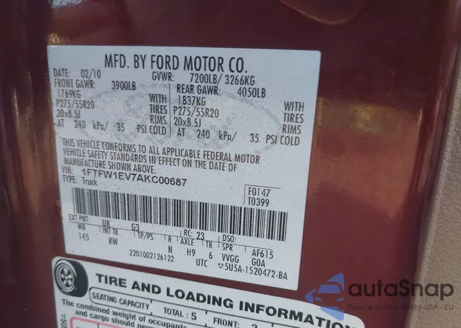 1FTFW1EV7AKC00687: 43072558