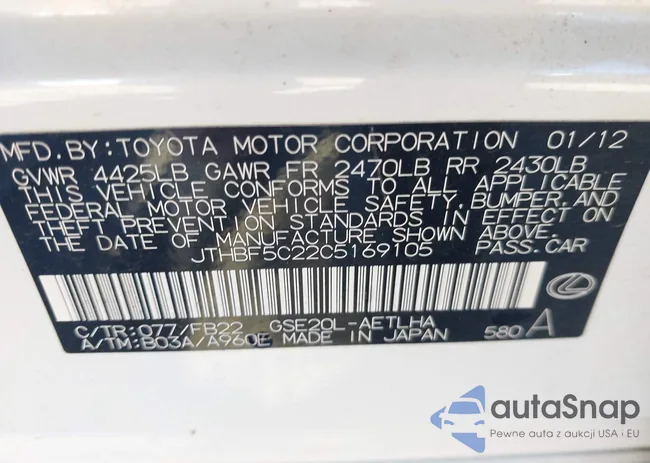 JTHBF5C22C5169105: 43072680