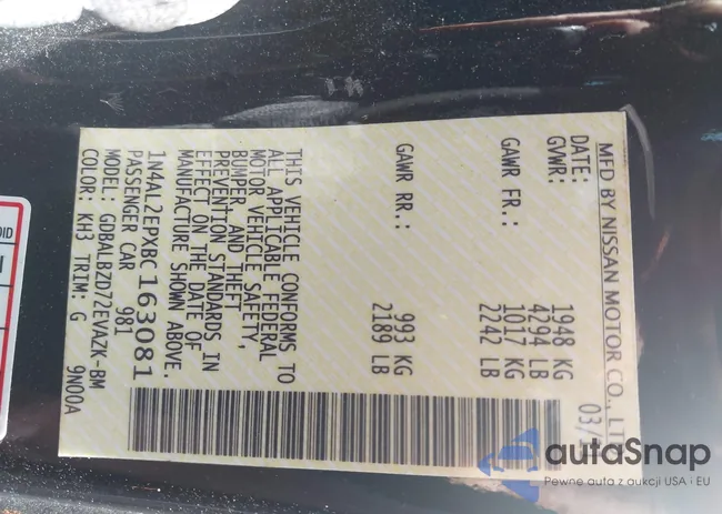 1N4AL2EPXBC163081: 43071887