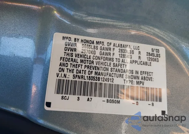 5FNRL18053B124912: 43073289